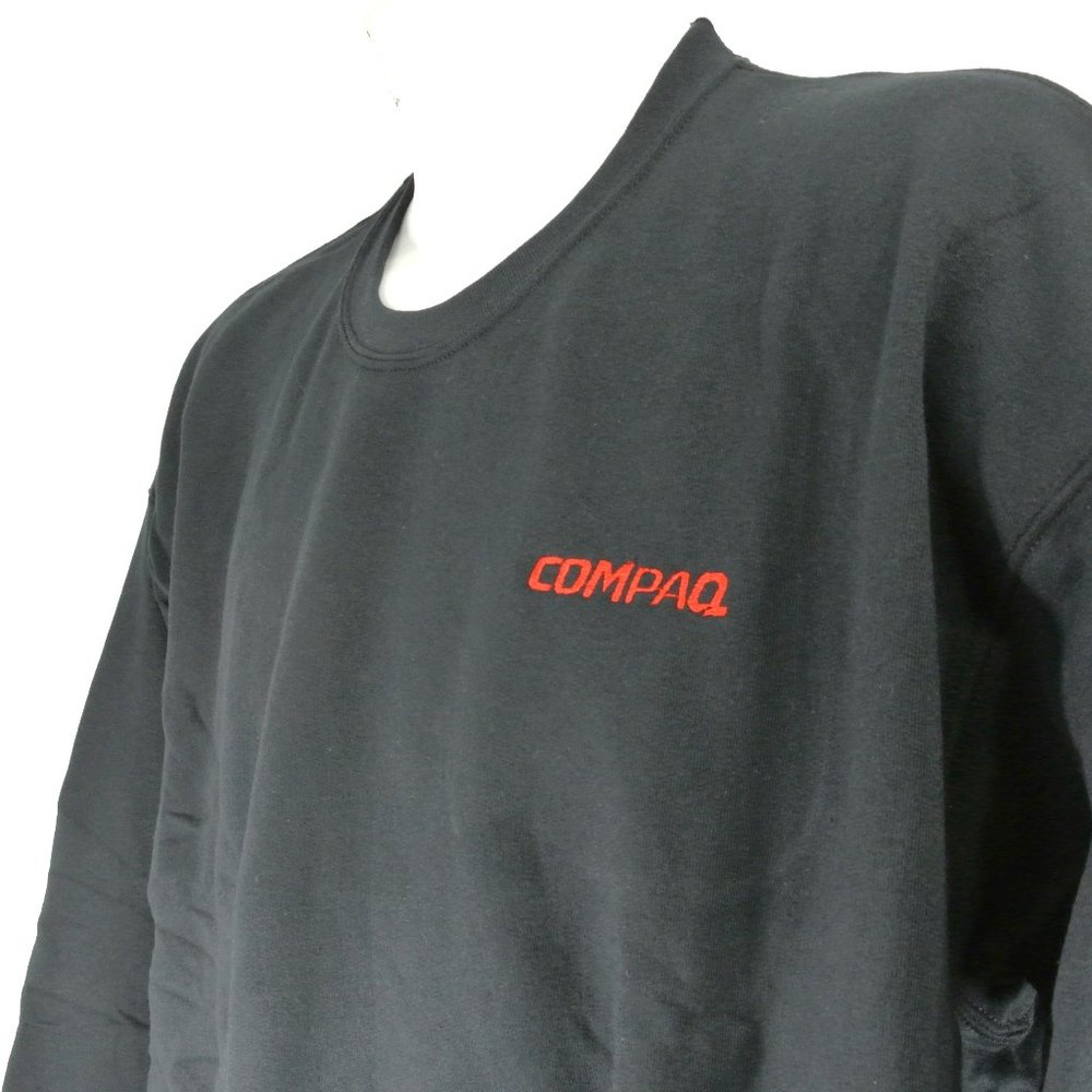 COMPAQ Computers VIntage Tech Black Sweatshirt Employee Uniform Shirt XL NWT